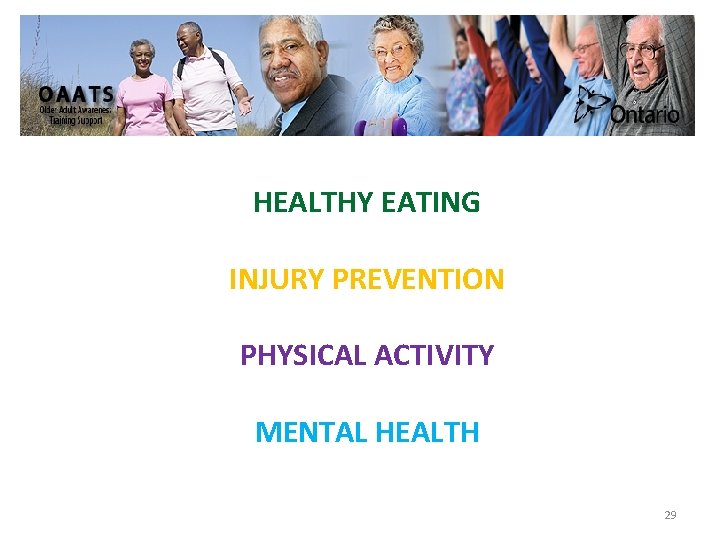 HEALTHY EATING INJURY PREVENTION PHYSICAL ACTIVITY MENTAL HEALTH 29 