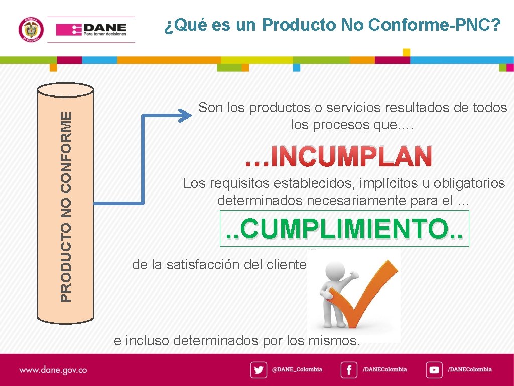 PRODUCTO NO CONFORME ¿Qué es un Producto No Conforme-PNC? Son los productos o servicios