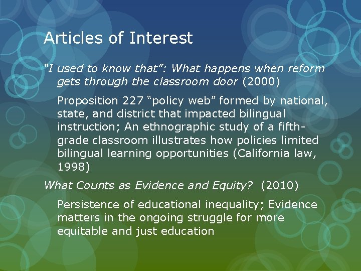 Articles of Interest “I used to know that”: What happens when reform gets through