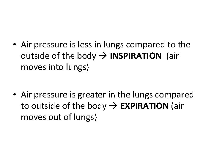  • Air pressure is less in lungs compared to the outside of the