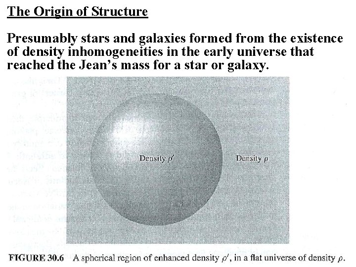 The Origin of Structure Presumably stars and galaxies formed from the existence of density