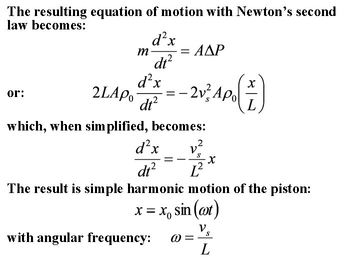 The resulting equation of motion with Newton’s second law becomes: or: which, when simplified,