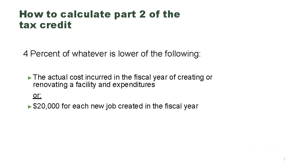 How to calculate part 2 of the tax credit 4 Percent of whatever is