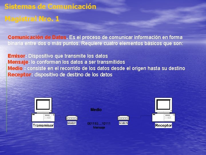 Sistemas de Comunicación Magistral Nro. 1 Comunicación de Datos. Es el proceso de comunicar Sistemas de Comunicación Magistral Nro. 1 Comunicación de Datos. Es el proceso de comunicar