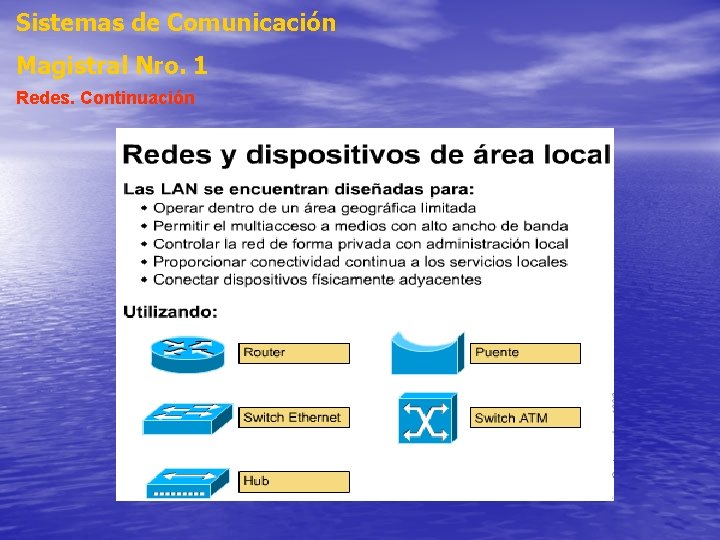 Sistemas de Comunicación Magistral Nro. 1 Redes. Continuación Sistemas de Comunicación Magistral Nro. 1 Redes. Continuación