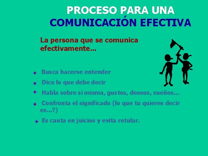 PROCESO PARA UNA COMUNICACIÓN EFECTIVA La persona que se comunica efectivamente. . . Busca