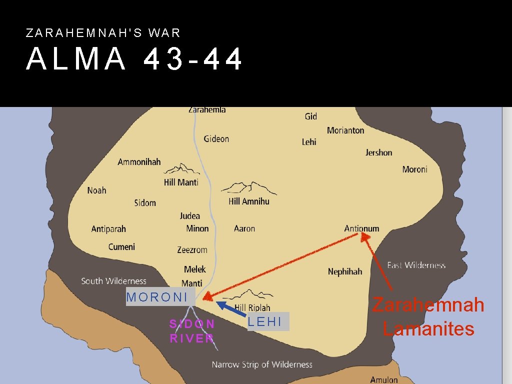 ZARAHEMNAH'S WAR ALMA 43 -44 MORONI SIDON RIVER LEHI Zarahemnah Lamanites ZARAHEMNAH'S WAR ALMA 43 -44 MORONI SIDON RIVER LEHI Zarahemnah Lamanites