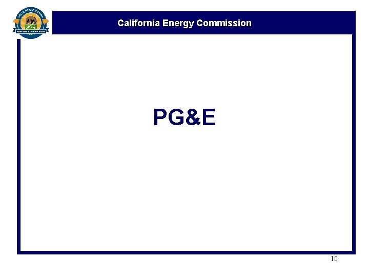 California Energy Commission PG&E 10 