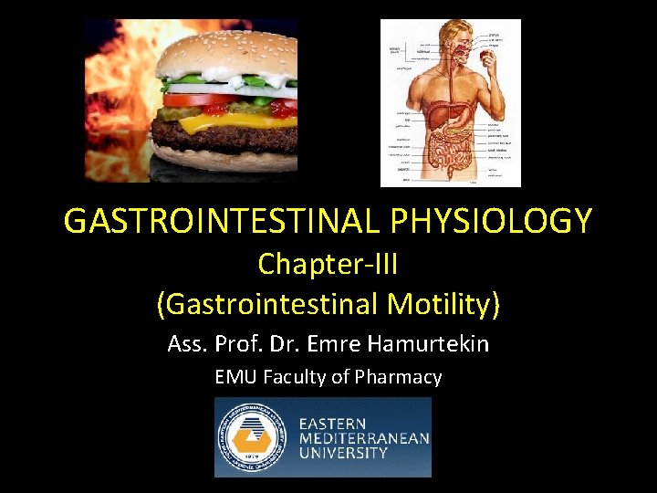 GASTROINTESTINAL PHYSIOLOGY Chapter-III (Gastrointestinal Motility) Ass. Prof. Dr. Emre Hamurtekin EMU Faculty of Pharmacy