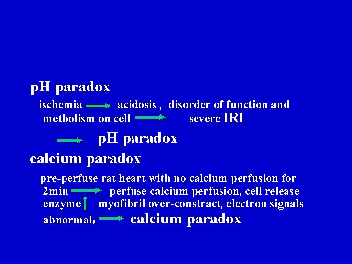 p. H paradox ischemia acidosis , disorder of function and metbolism on cell severe p. H paradox ischemia acidosis , disorder of function and metbolism on cell severe
