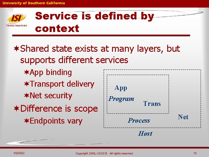 Service is defined by context ¬Shared state exists at many layers, but supports different Service is defined by context ¬Shared state exists at many layers, but supports different