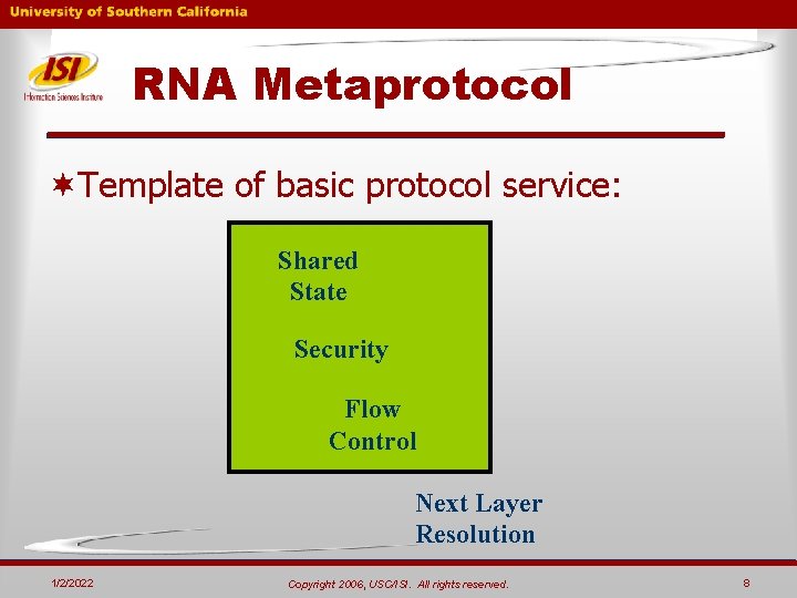 RNA Metaprotocol ¬Template of basic protocol service: Shared State Security Flow Control Next Layer RNA Metaprotocol ¬Template of basic protocol service: Shared State Security Flow Control Next Layer