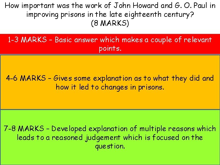 How important was the work of John Howard and G. O. Paul in improving