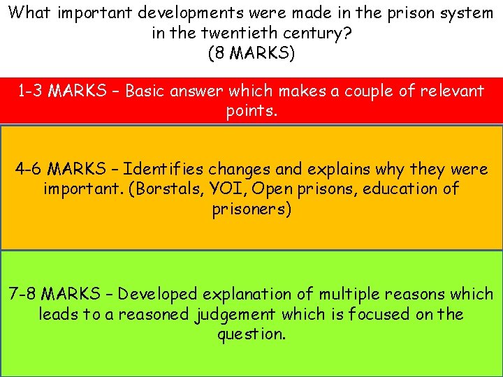 What important developments were made in the prison system in the twentieth century? (8