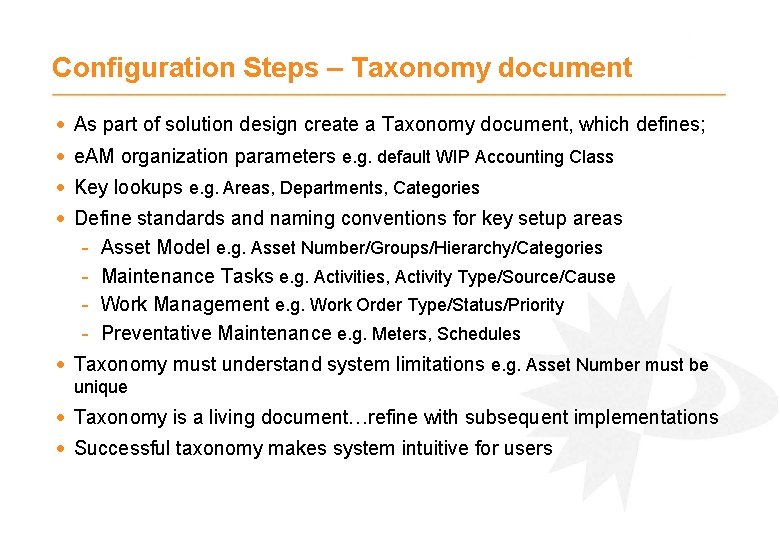 Configuration Steps – Taxonomy document · As part of solution design create a Taxonomy