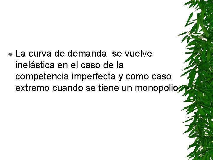  La curva de demanda se vuelve inelástica en el caso de la competencia