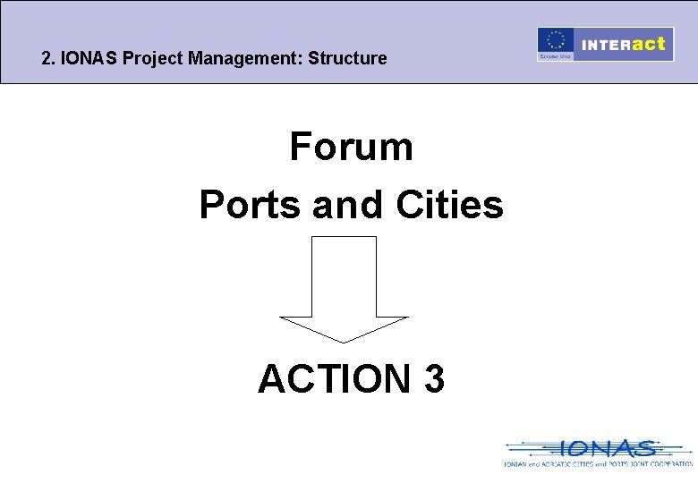 2. IONAS Project Management: Structure Forum Ports and Cities ACTION 3 