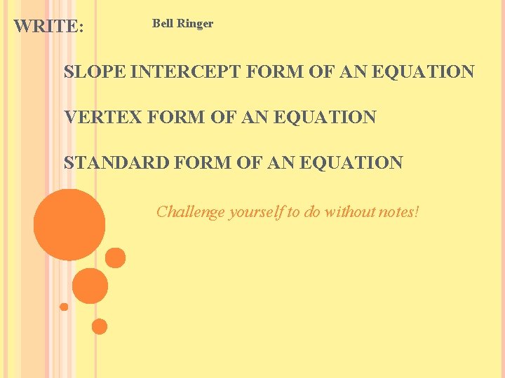 2 1 Using Transformations to Graph Bell Ringer