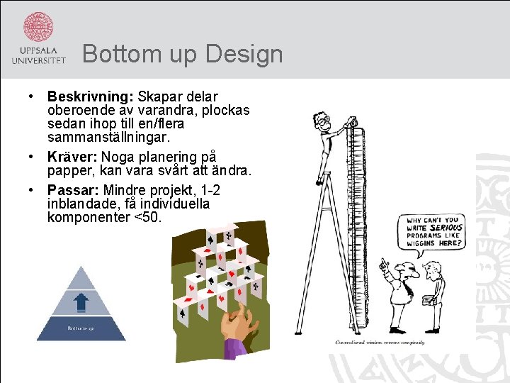 Bottom up Design • Beskrivning: Skapar delar oberoende av varandra, plockas sedan ihop till