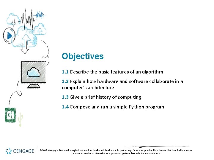 Objectives 1. 1 Describe the basic features of an algorithm 1. 2 Explain how