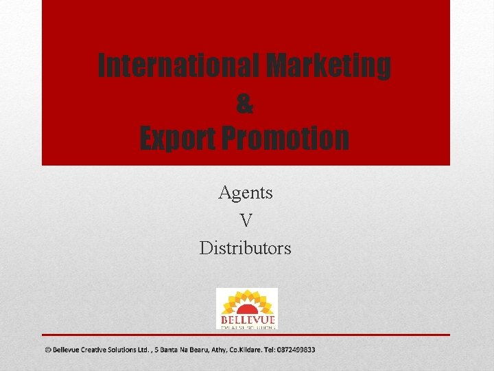 International Marketing & Export Promotion Agents V Distributors 