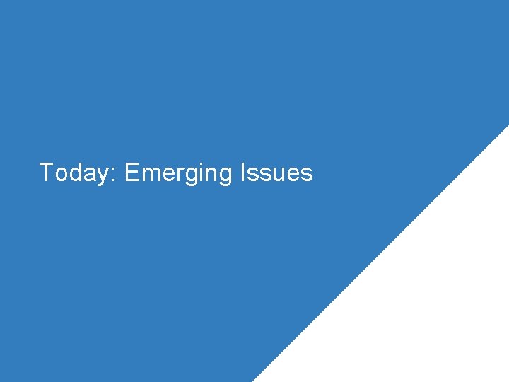 Today: Emerging Issues 