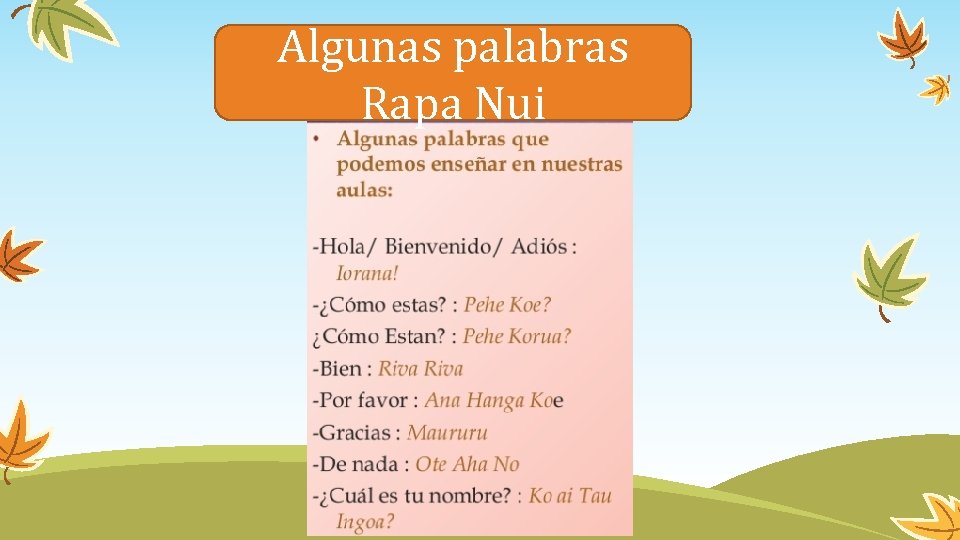 Algunas palabras Rapa Nui 