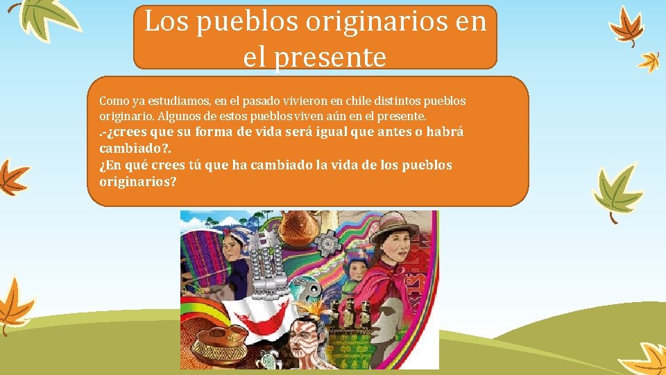Los pueblos originarios en el presente Como ya estudiamos, en el pasado vivieron en