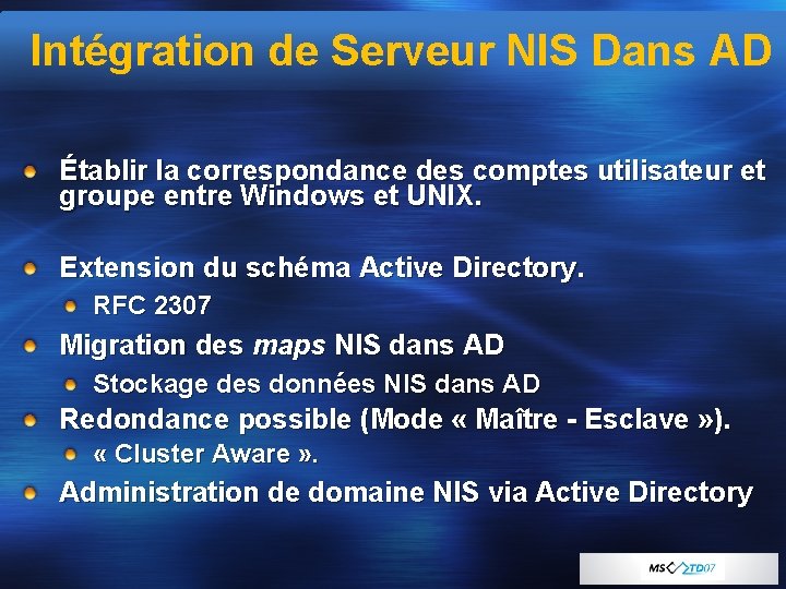 Intégration de Serveur NIS Dans AD Établir la correspondance des comptes utilisateur et groupe