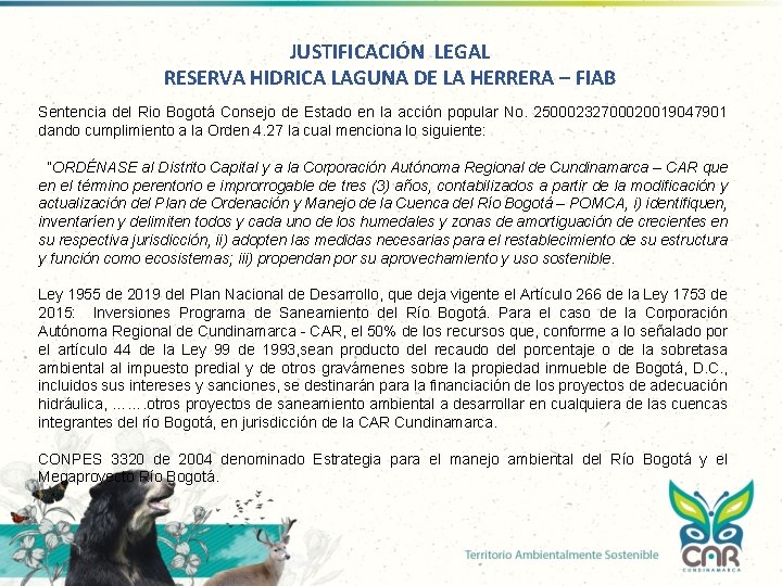 JUSTIFICACIÓN LEGAL RESERVA HIDRICA LAGUNA DE LA HERRERA – FIAB Sentencia del Rio Bogotá