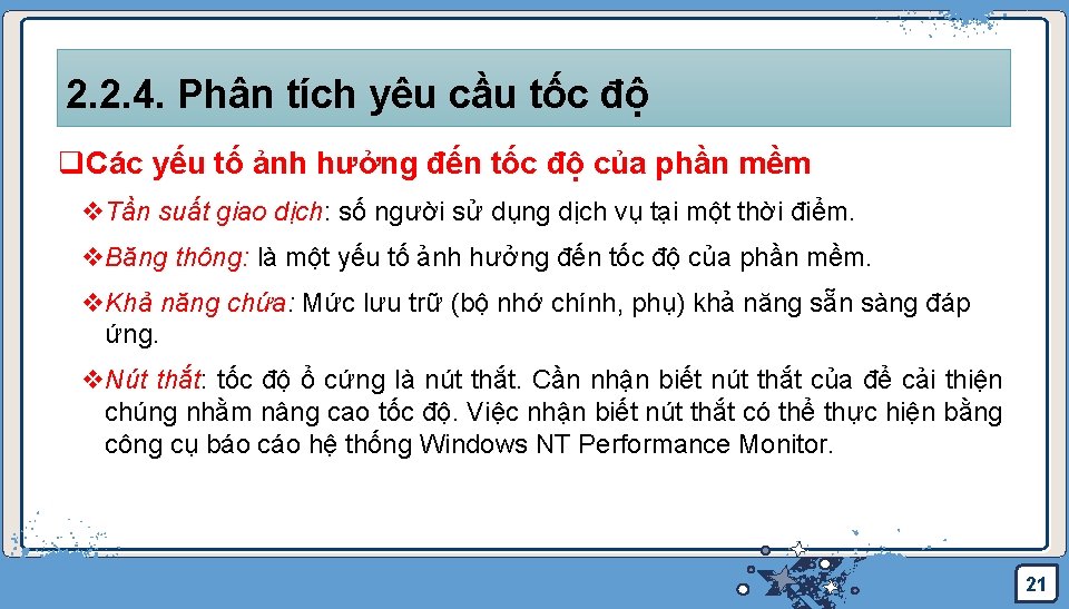 2. 2. 4. Phân tích yêu cầu tốc độ q. Các yếu tố ảnh