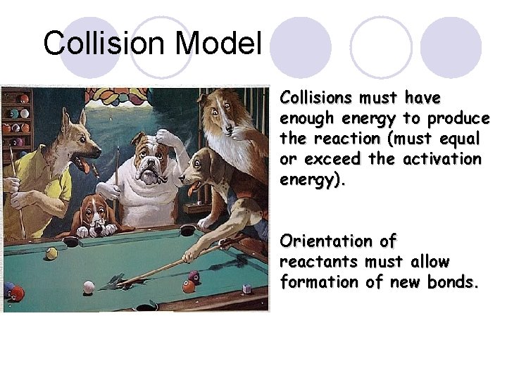 Collision Model Collisions must have enough energy to produce the reaction (must equal or Collision Model Collisions must have enough energy to produce the reaction (must equal or