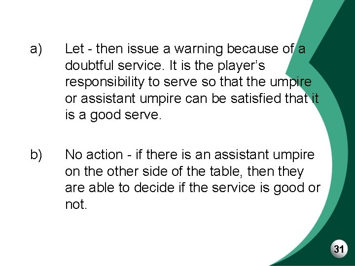 a) Let - then issue a warning because of a doubtful service. It is