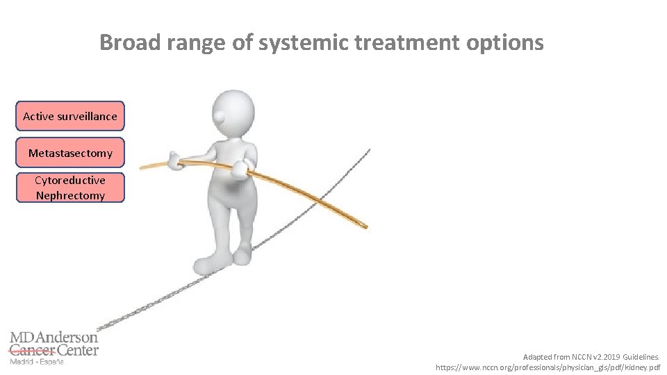 Broad range of systemic treatment options Active surveillance Metastasectomy Cytoreductive Nephrectomy Adapted from NCCN