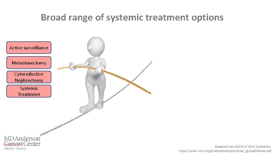 Broad range of systemic treatment options Active surveillance Metastasectomy Cytoreductive Nephrectomy Systemic Treatment Adapted