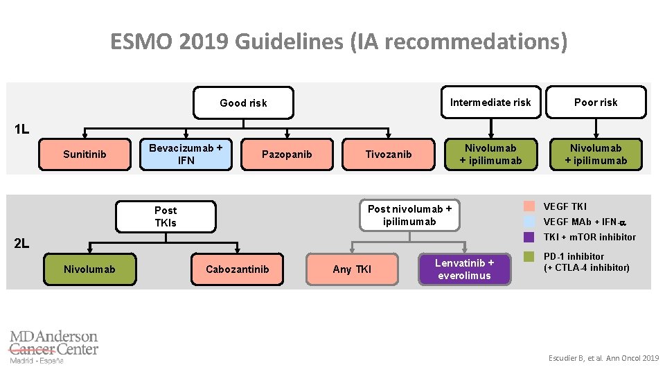 ESMO 2019 Guidelines (IA recommedations) Good risk Intermediate risk Poor risk Nivolumab + ipilimumab