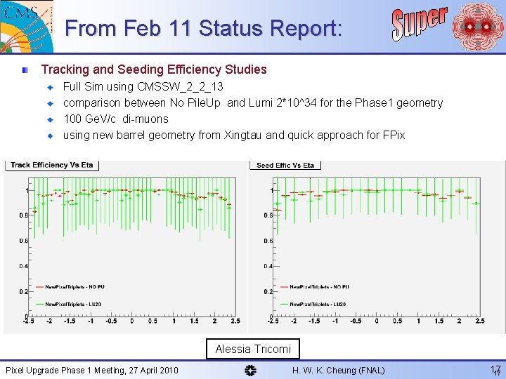 From Feb 11 Status Report: Tracking and Seeding Efficiency Studies Full Sim using CMSSW_2_2_13
