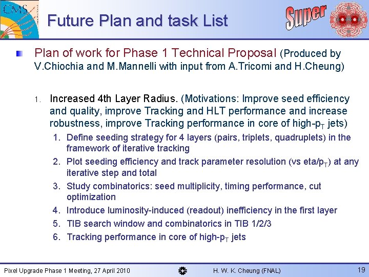Future Plan and task List Plan of work for Phase 1 Technical Proposal (Produced