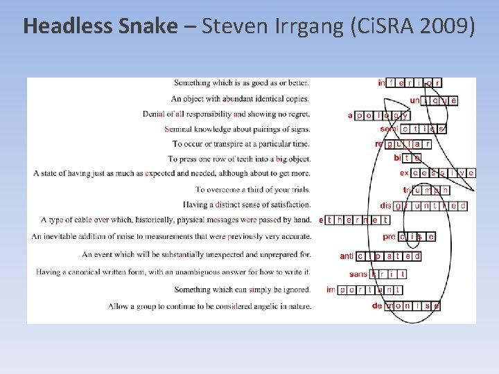Headless Snake – Steven Irrgang (Ci. SRA 2009) Headless Snake – Steven Irrgang (Ci. SRA 2009)
