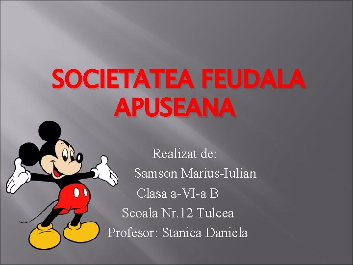 SOCIETATEA FEUDALA APUSEANA Realizat de: Samson Marius-Iulian Clasa a-VI-a B Scoala Nr. 12 Tulcea