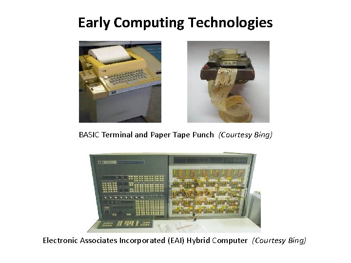 Early Computing Technologies BASIC Terminal and Paper Tape Punch (Courtesy Bing) Electronic Associates Incorporated