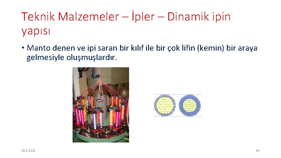 Teknik Malzemeler – İpler – Dinamik ipin yapısı • Manto denen ve ipi saran