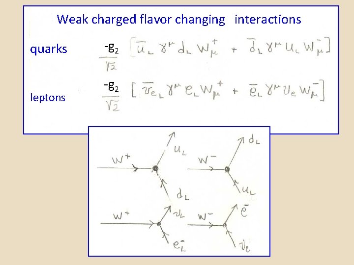 Weak charged flavor changing interactions quarks leptons -g 2 