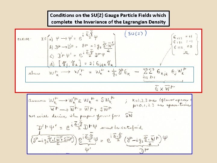 Conditions on the SU(2) Gauge Particle Fields which complete the Invariance of the Lagrangian Conditions on the SU(2) Gauge Particle Fields which complete the Invariance of the Lagrangian