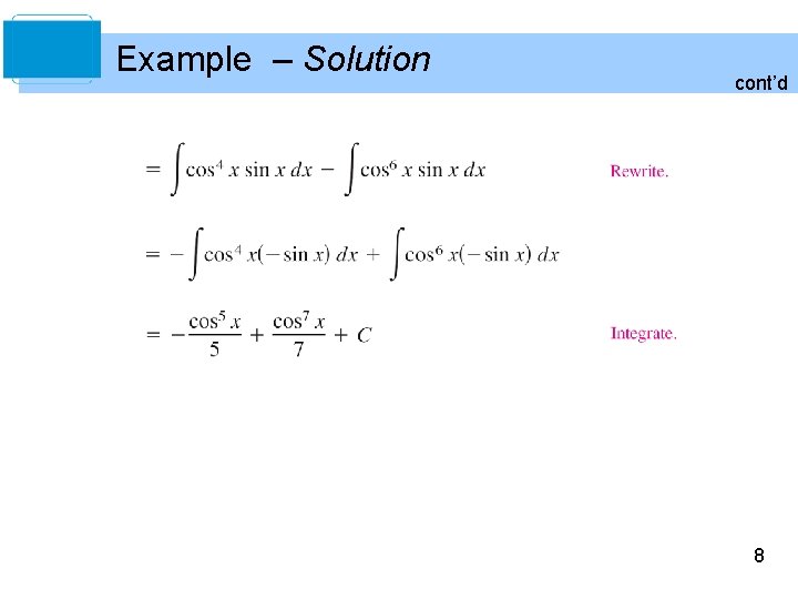 Example – Solution cont’d 8 