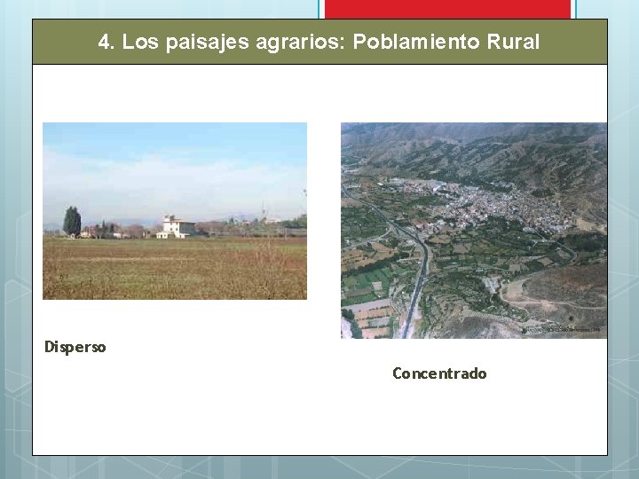 4. Los paisajes agrarios: Poblamiento Rural Disperso Concentrado 