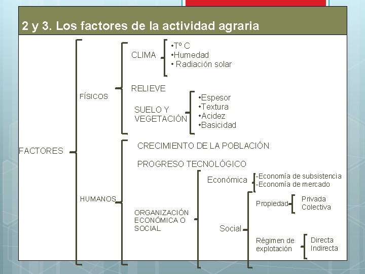 2 y 3. Los factores de la actividad agraria CLIMA FÍSICOS • Tº C