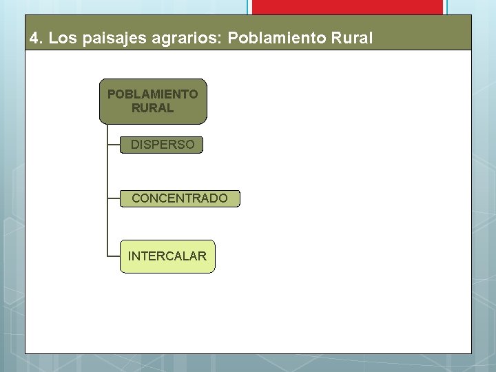 4. Los paisajes agrarios: Poblamiento Rural POBLAMIENTO RURAL DISPERSO CONCENTRADO INTERCALAR 