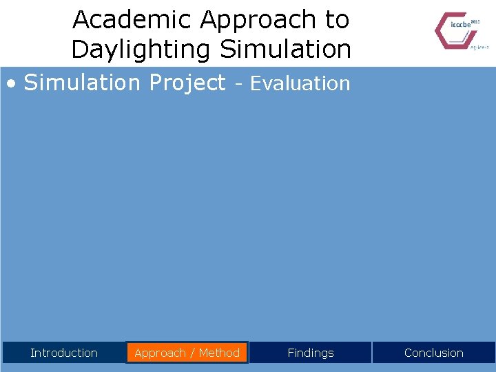 Academic Approach to Daylighting Simulation • Simulation Project - Evaluation Introduction Approach / Method