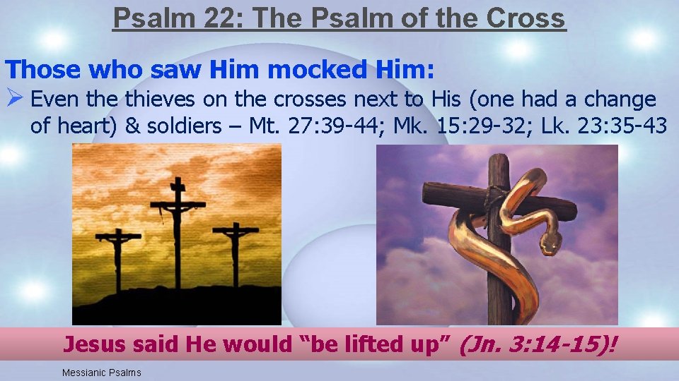 Psalm 22: The Psalm of the Cross Those who saw Him mocked Him: Ø